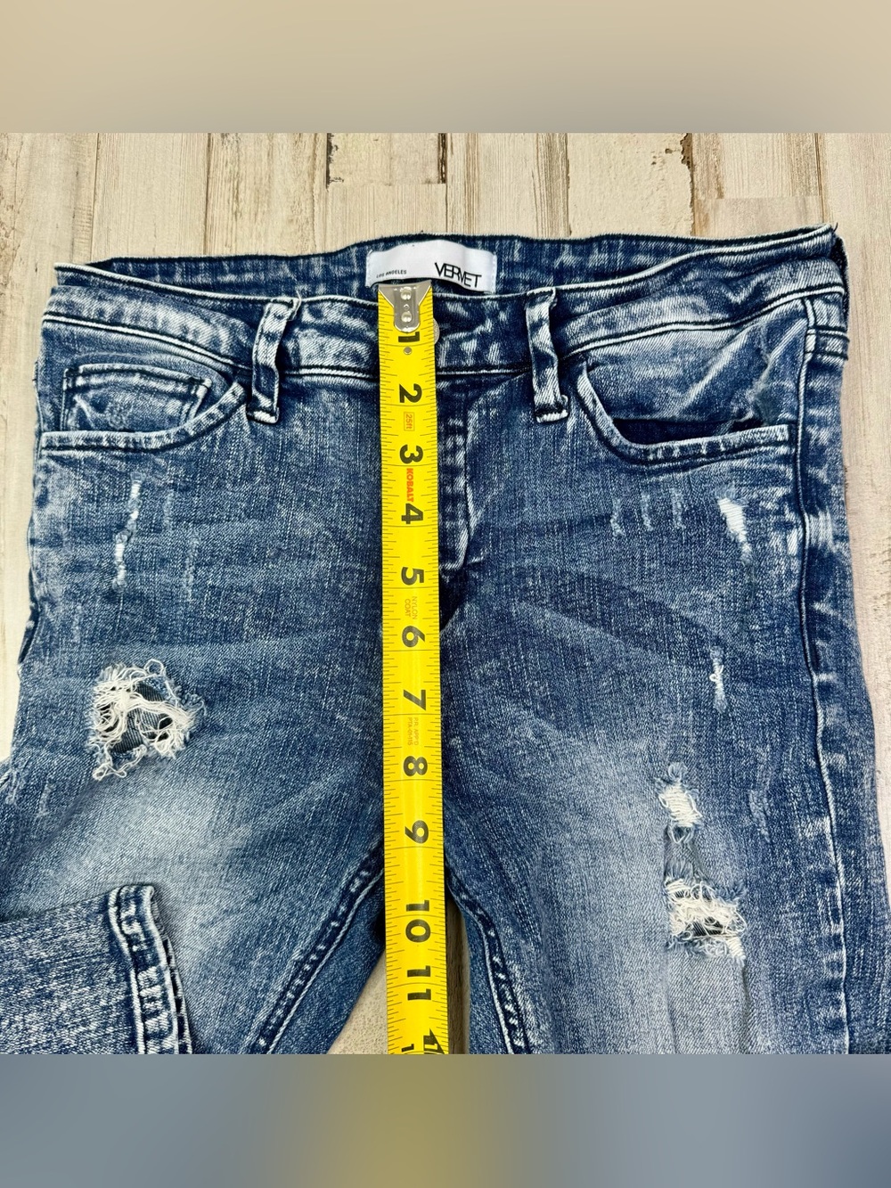 Vervet Blue Skinny Jeans 27 (28x27) High Rise distressed - Picture 7 of 12